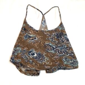 Ecote Womens Crop Top Sz XS Oversized Tank Top Flowy Floral Lightweight Vacation